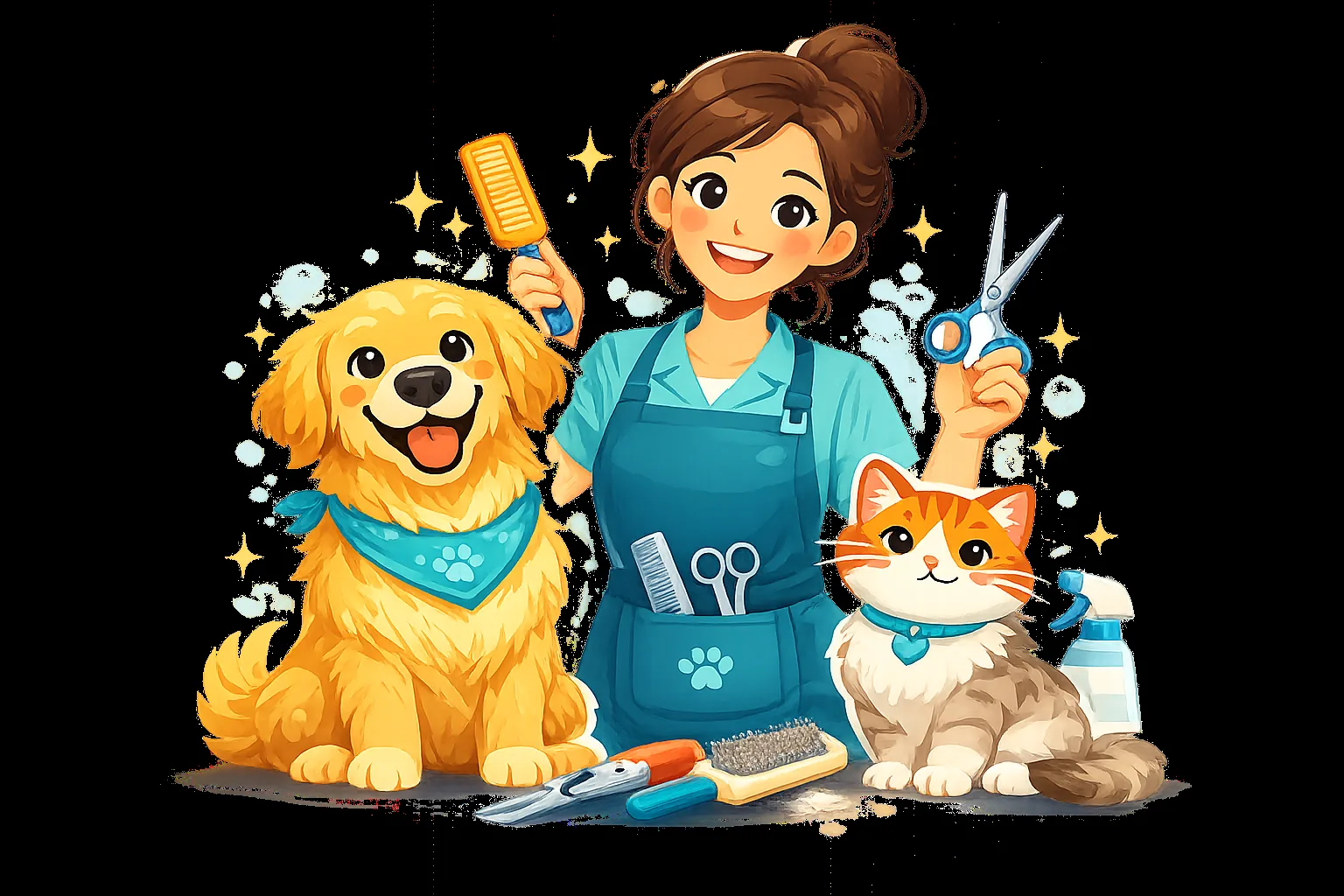 Hair Trim grooming package illustration